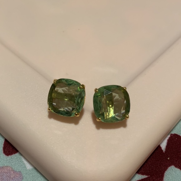 Kate Spade Iridescent Turquoise and Gold Gumdrop Stud Earrings - Classic!! - Picture 3 of 5